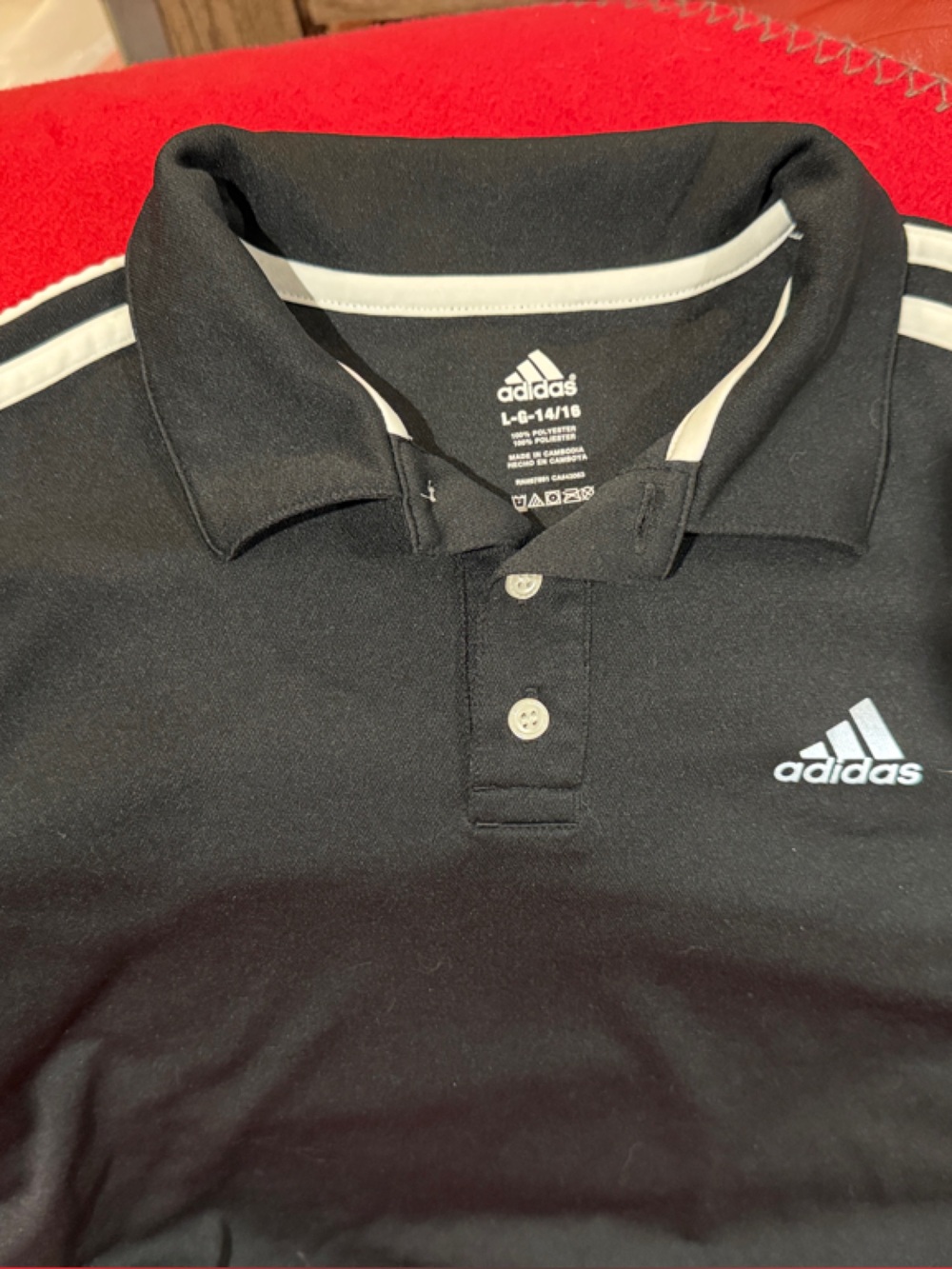 adidas Black Polo with White Stripe Accents